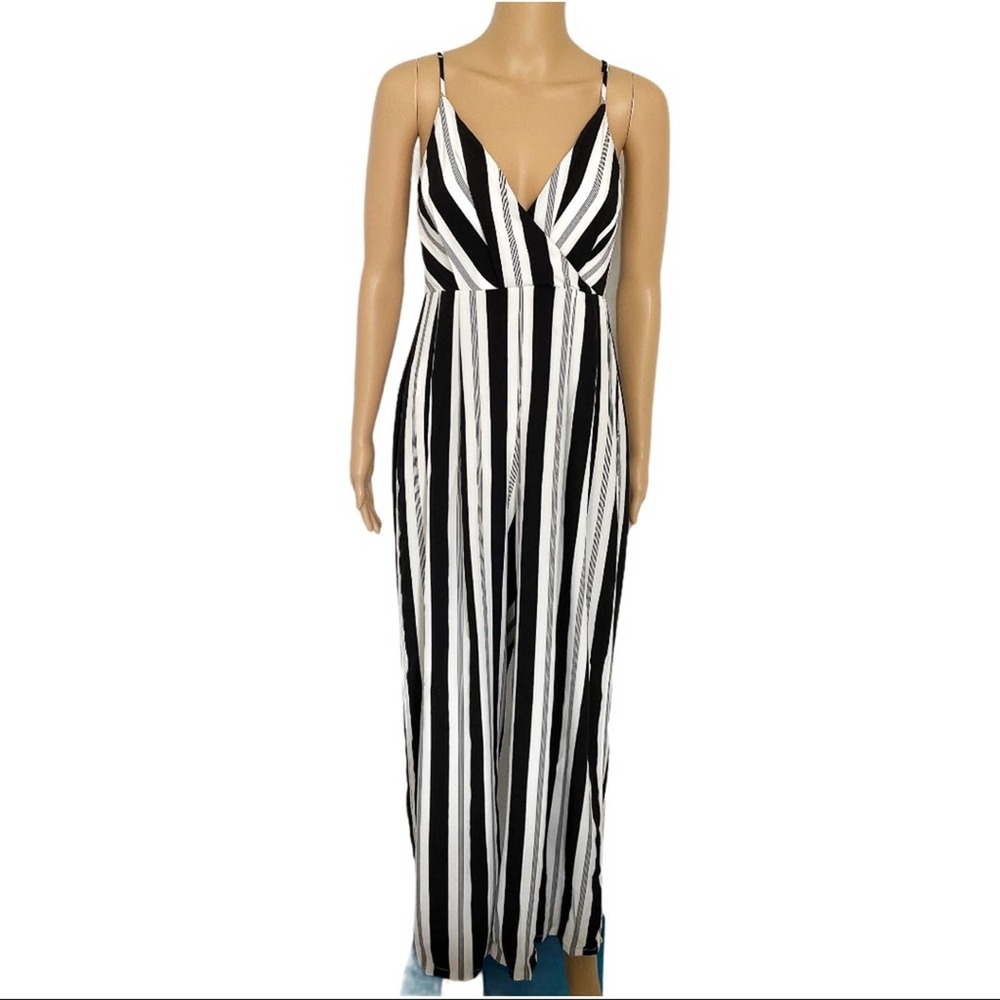 Avec Les Filles Striped Wide Leg Jumpsuit Women XS - Picture 5 of 11